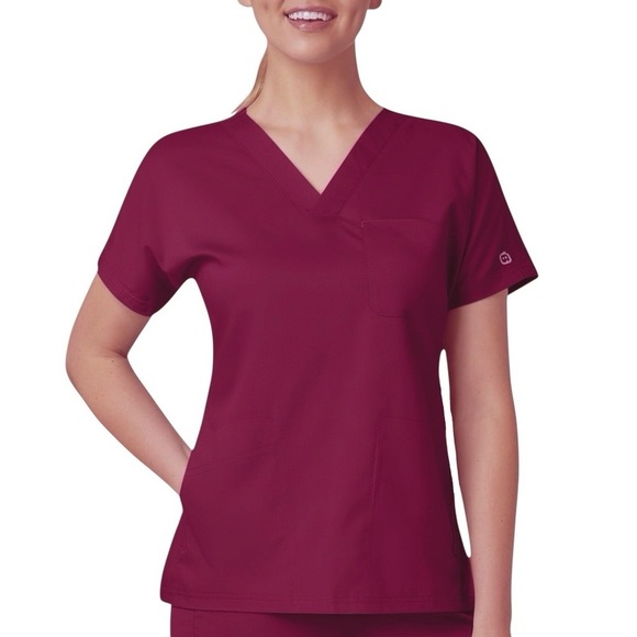 WonderWink Tops - WonderWink Women's 3-Pocket V-Neck Dolman Sleeve Modern Fit Scrub Top Wine NWT